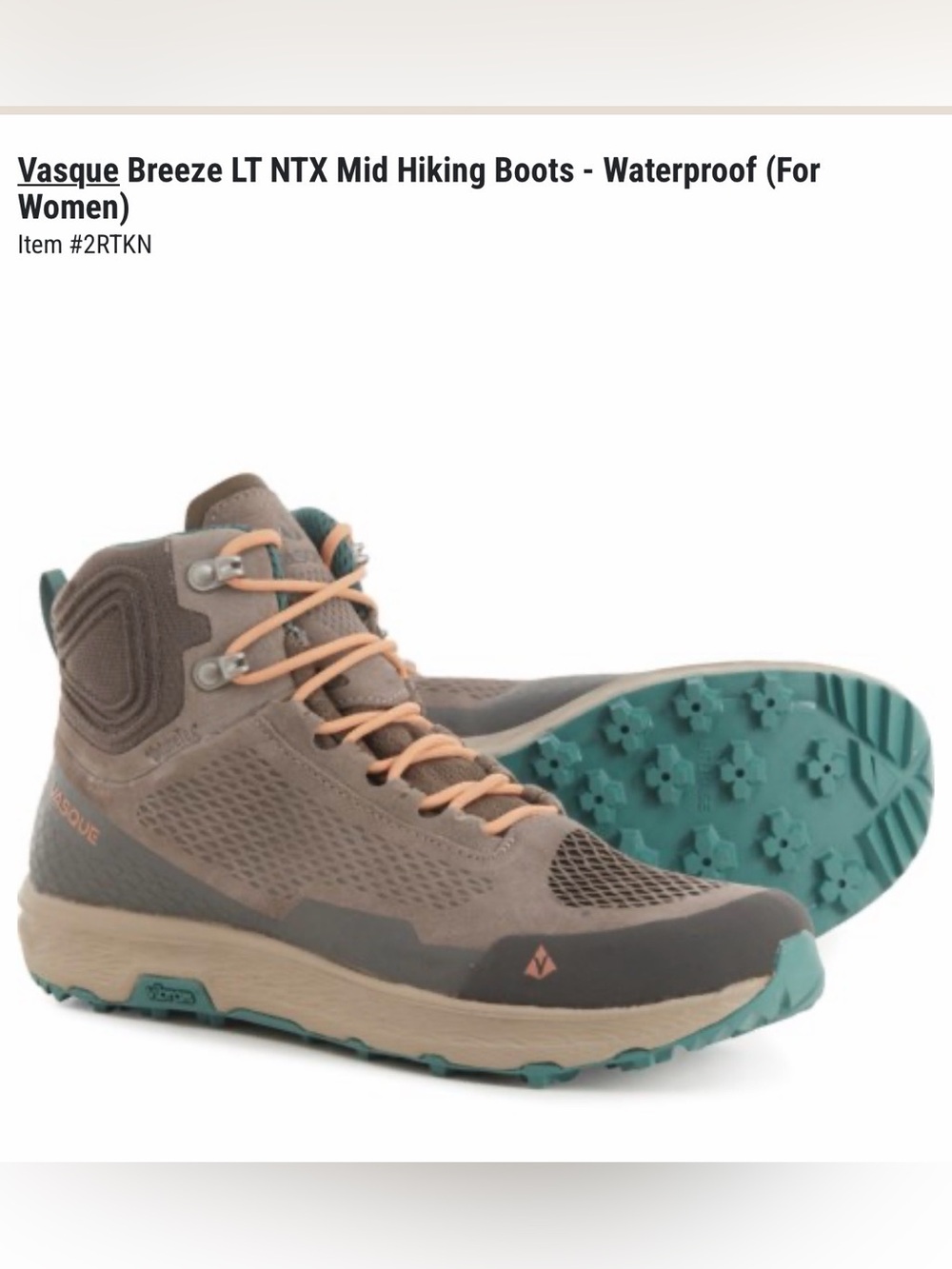 Vasque Women's Mid-Height Waterproof Hiker in Taupe with Teal Accents